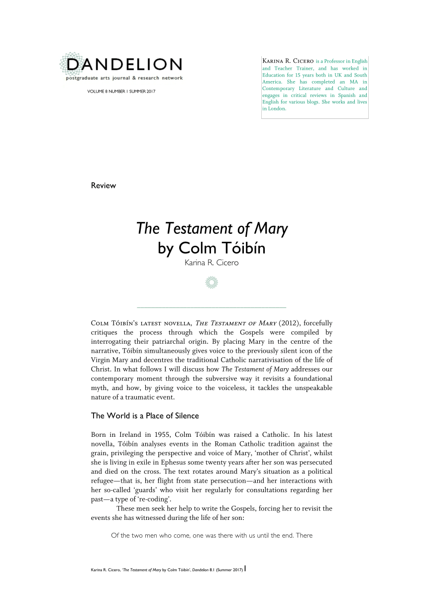 the testament of mary script