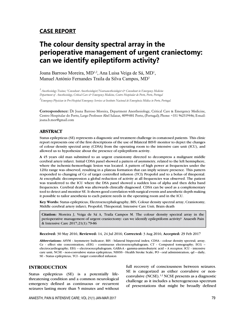 PDF) The colour density spectral array in the perioperative ...