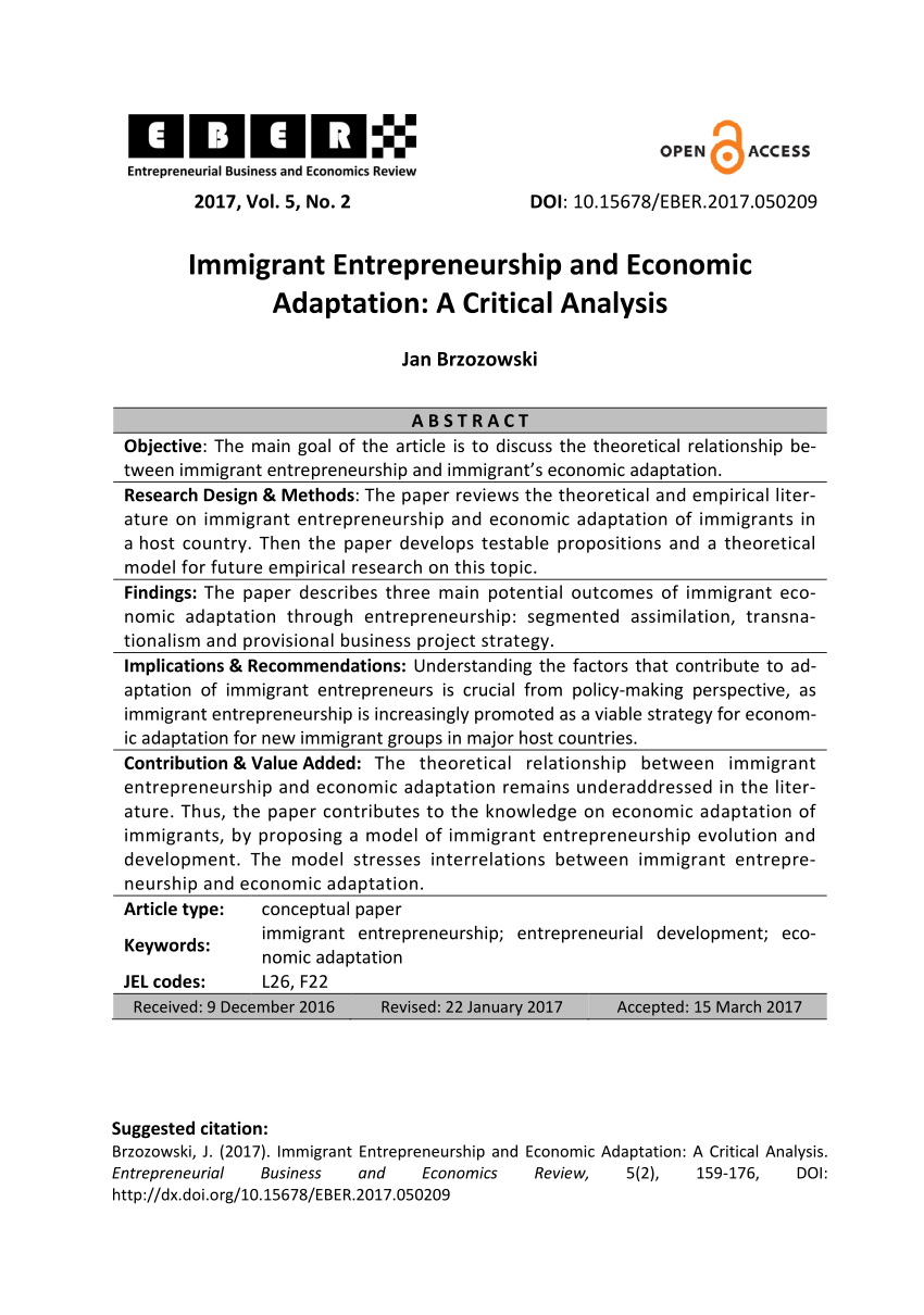 immigrant entrepreneurship a review and research agenda