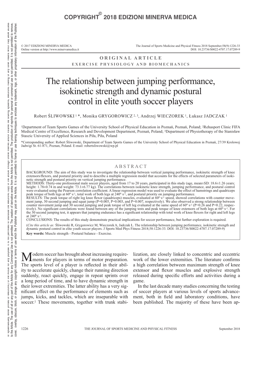 PDF) The relationship between jumping performance, isokinetic strength and dynamic postural control in elite youth soccer players photo