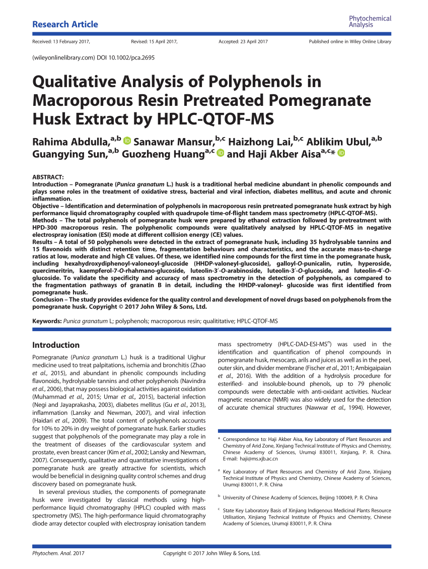 PDF) Qualitative Analysis of Polyphenols in Macroporous Resin 