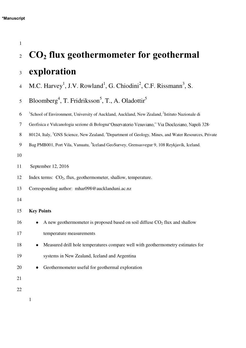 Pdf Co 2 Flux Geothermometer For Geothermal Exploration