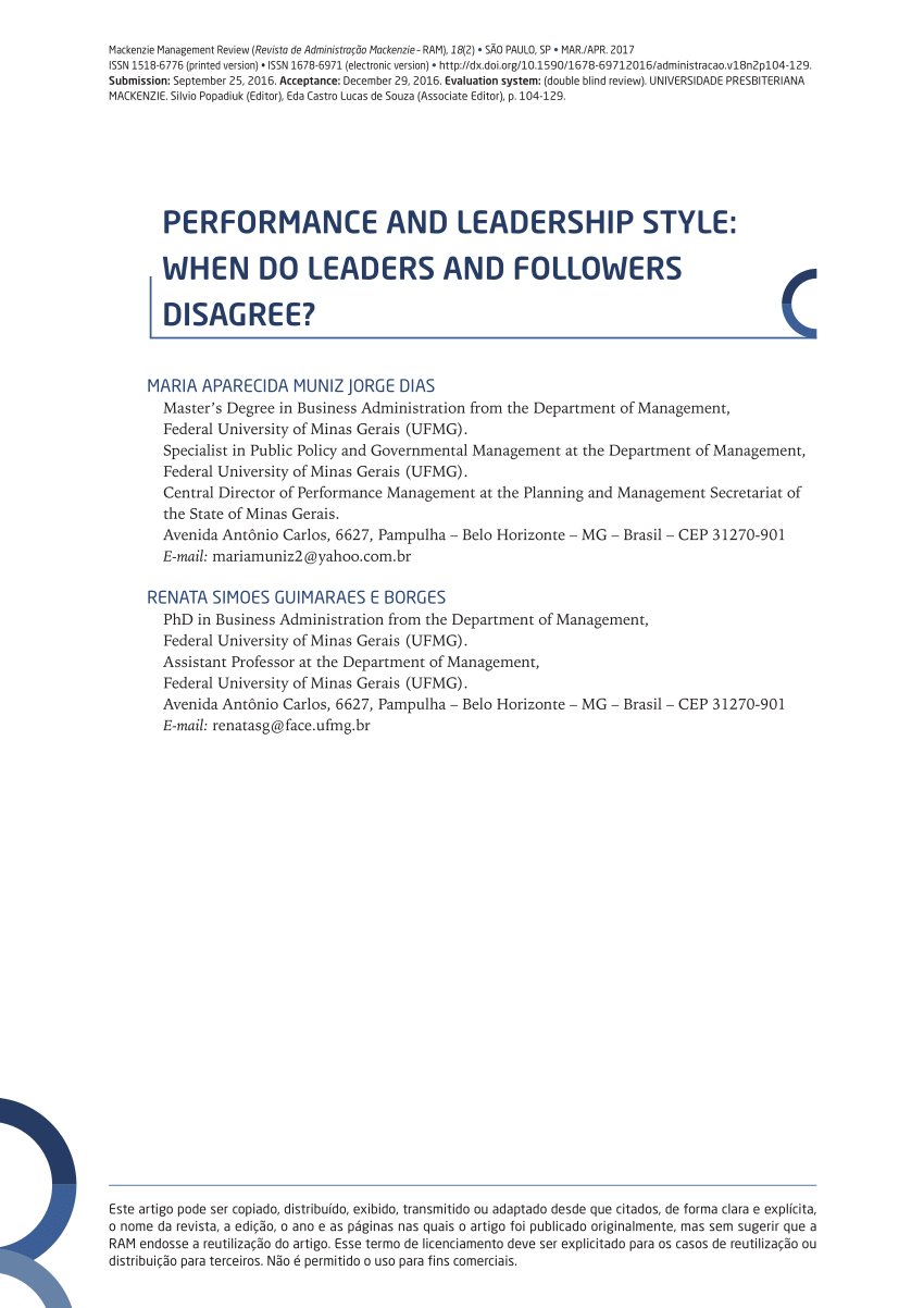 Pdf Performance And Leadership Style When Do Leaders And