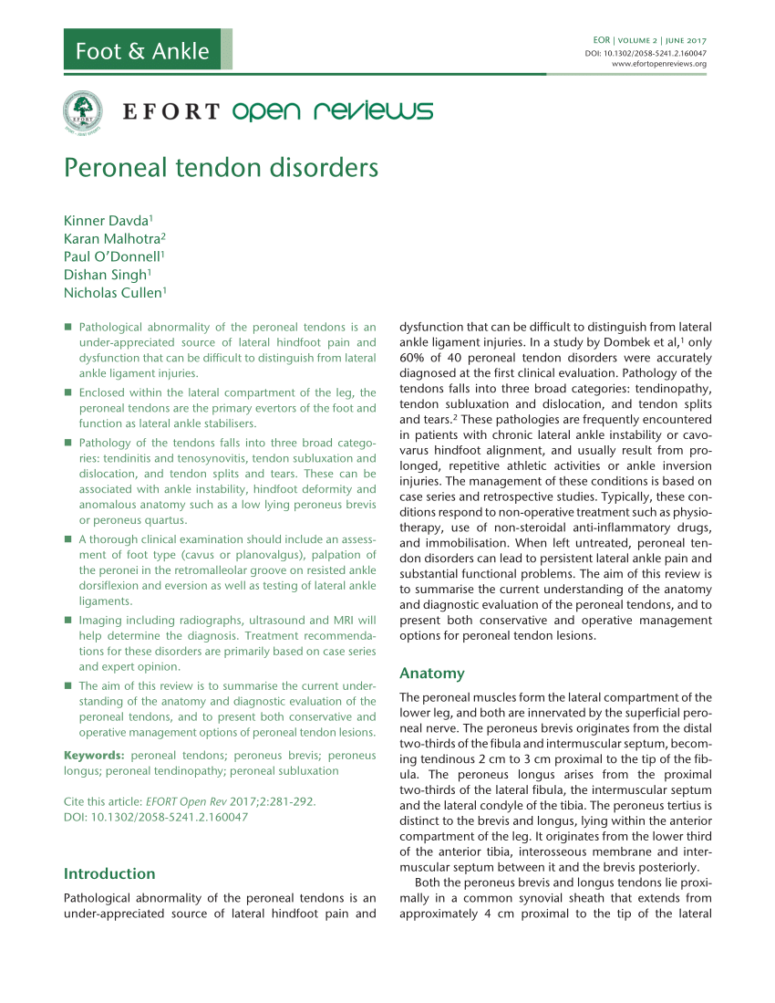 PDF) Peroneal tendon disorders
