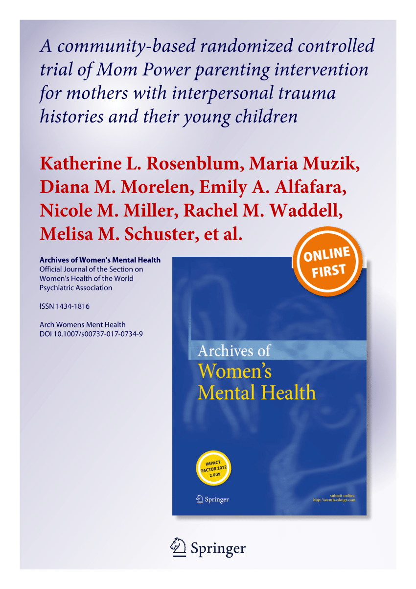 PDF) A community-based randomized controlled trial of Mom Power parenting  intervention for mothers with interpersonal trauma histories and their  young children