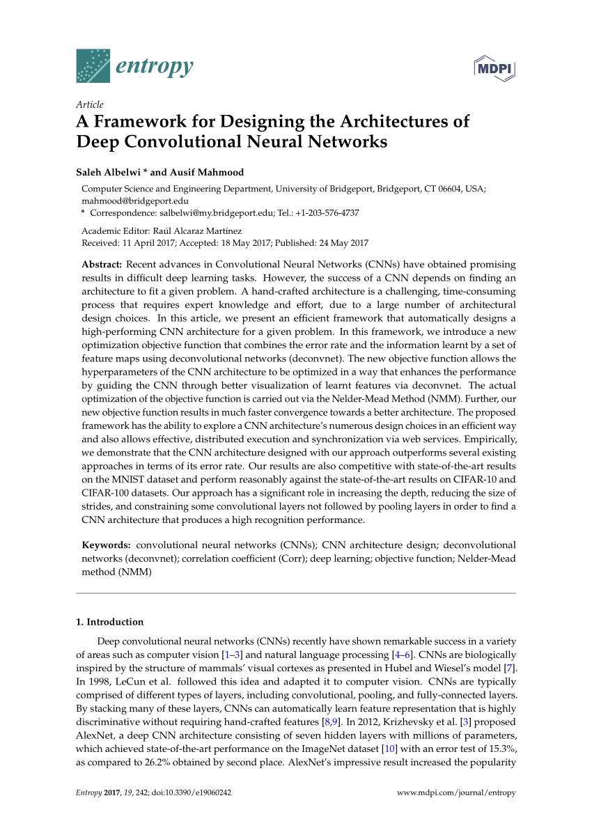 Pdf A Framework For Designing The Architectures Of Deep Convolutional Neural Networks