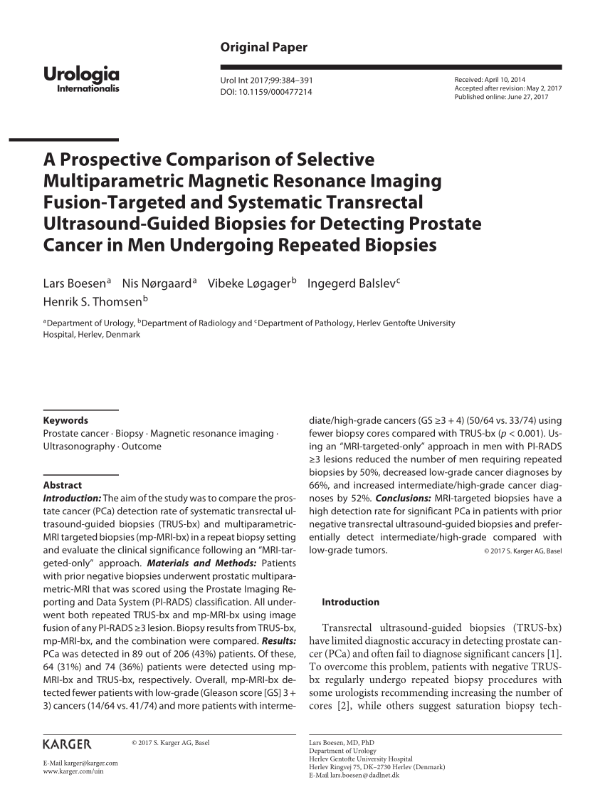 Pdf A Prospective Comparison Of Selective Multiparametric Magnetic Resonance Imaging Fusion 0731