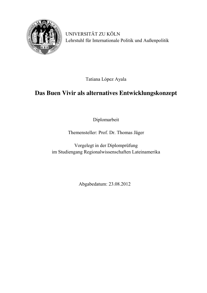 PDF Das Buen Vivir als alternatives Entwicklungskonzept