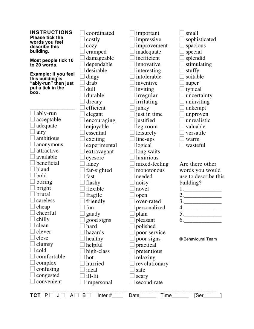 (PDF) Building Adjective Checklist tool