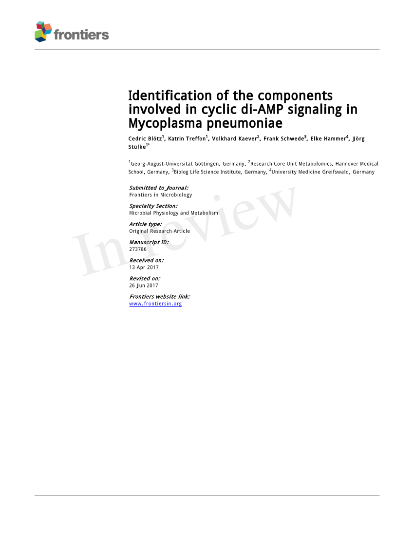 PDF) Identification of the Components Involved in Cyclic Di-AMP 