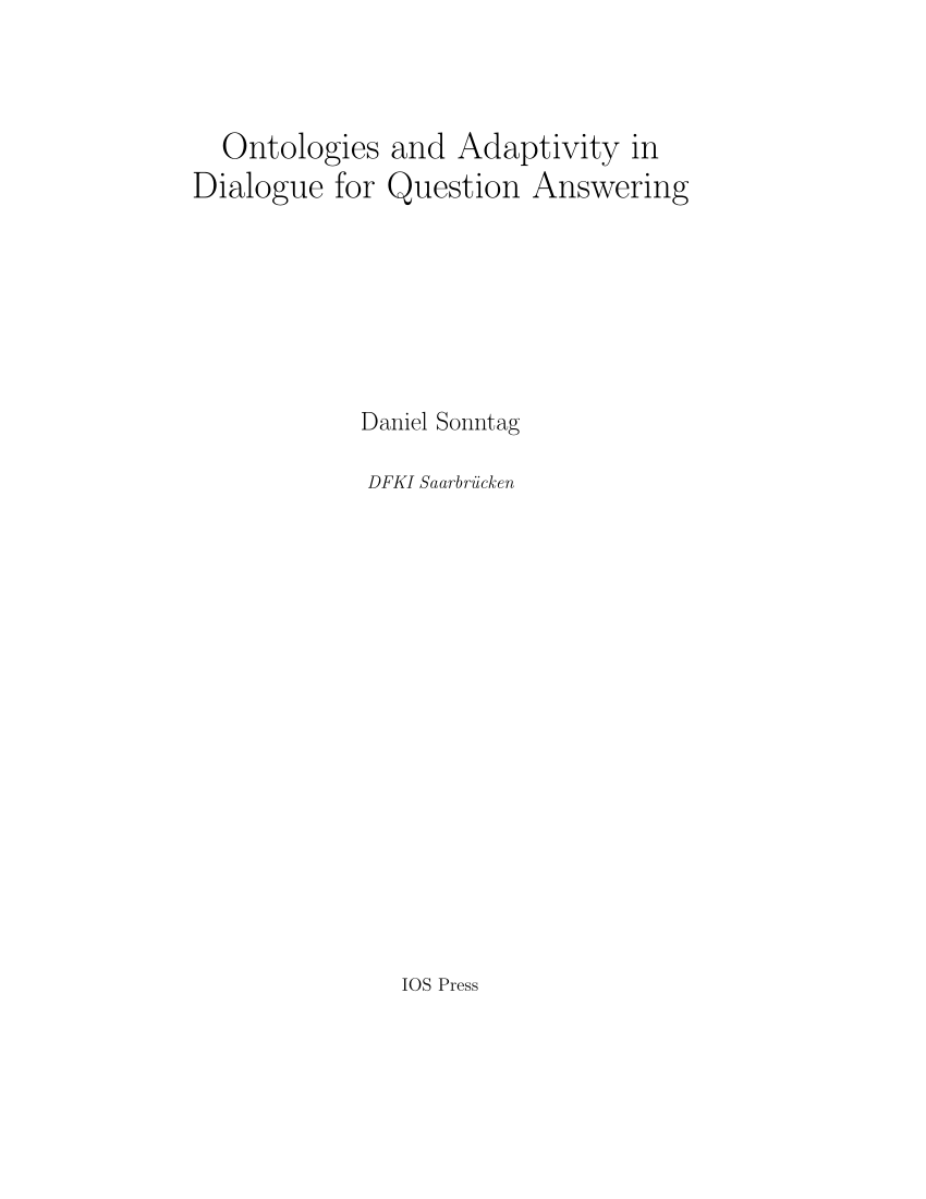 Pdf Ontologies And Adaptivity In Dialogue For Question Answering