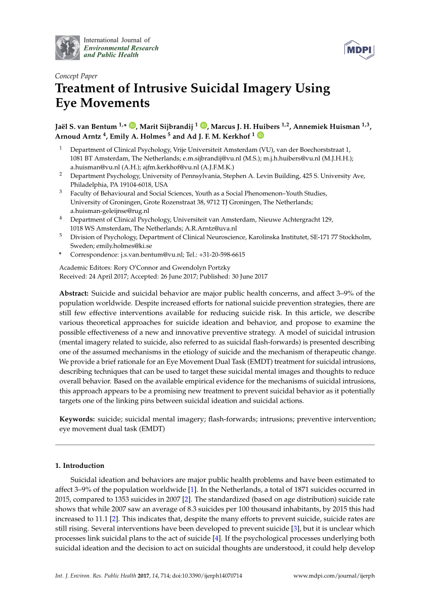 Pdf Treatment Of Intrusive Suicidal Imagery Using Eye Movements