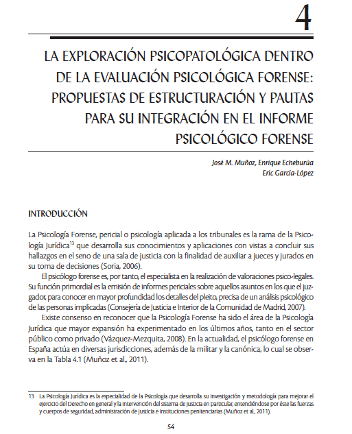 PDF) La exploración psicopatológica dentro de la evaluación psicológica  forense: propuestas de estructuración y pautas para su integración en el  informe. Psicopatología Forense