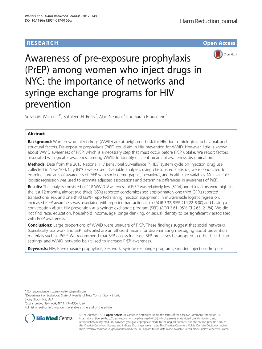 PDF Awareness of pre exposure prophylaxis PrEP among women who