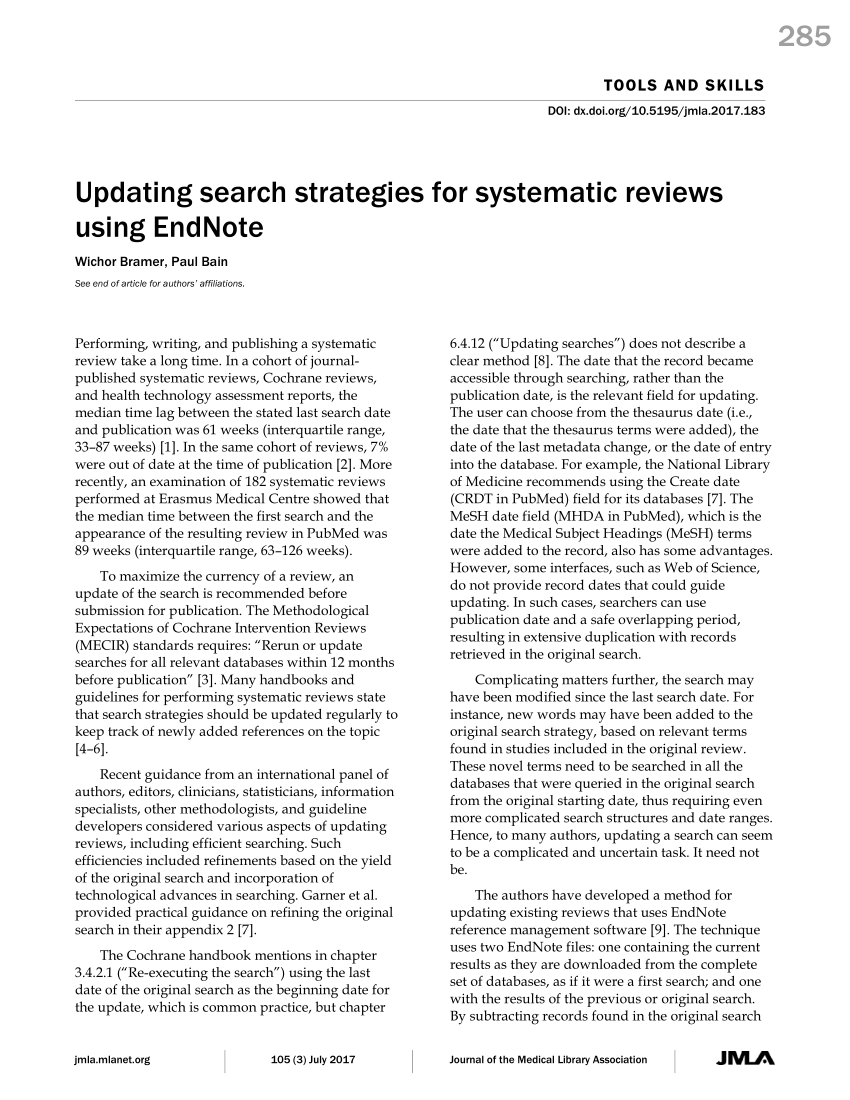 using endnote for systematic review