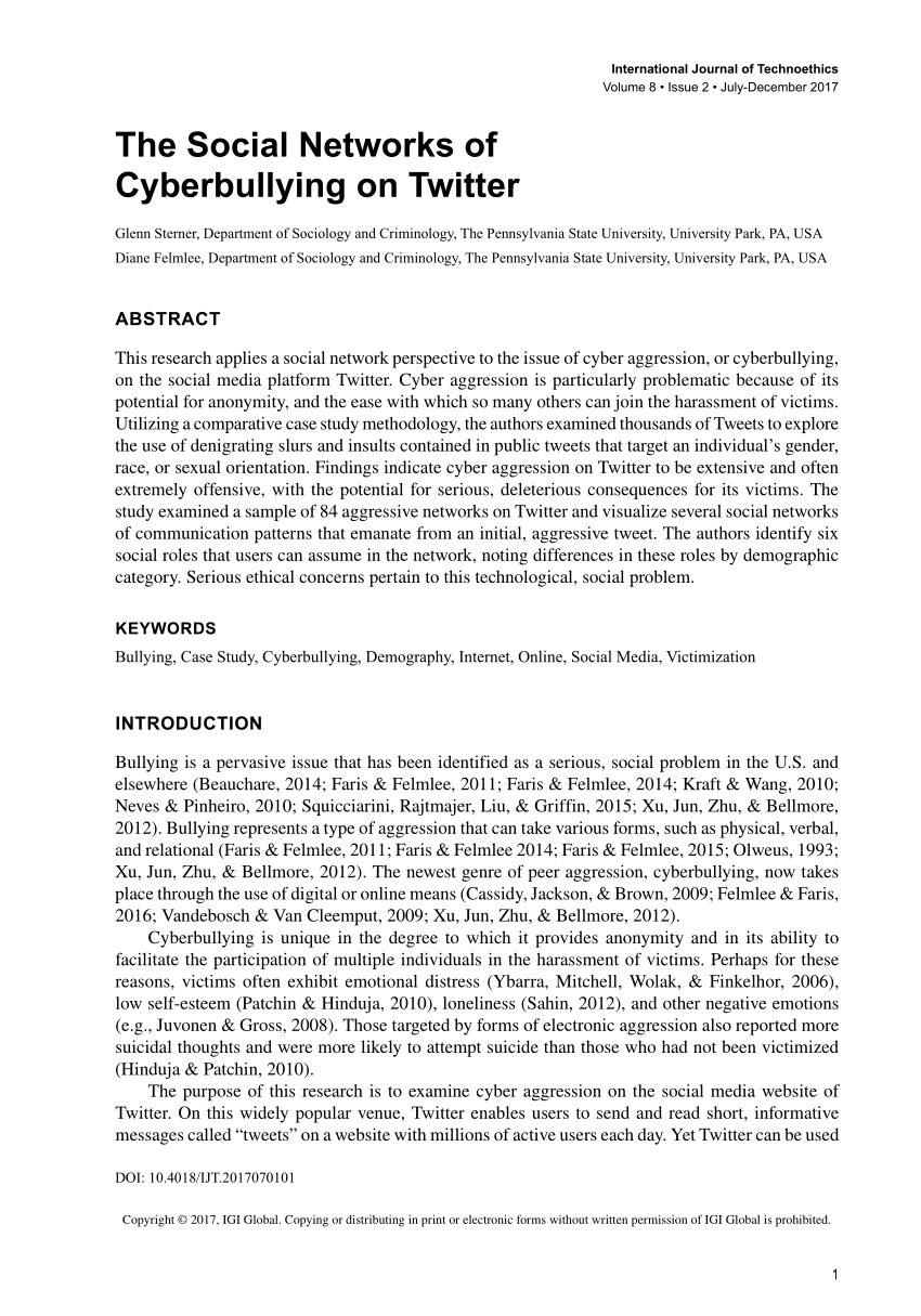 research paper about cyberbullying problem on social media