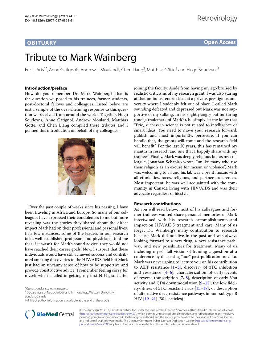 PDF) Tribute to Mark Wainberg