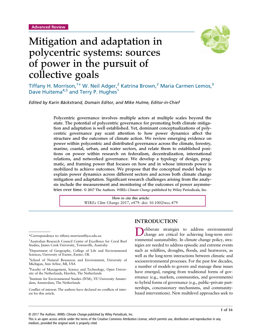 PDF) Mitigation and adaptation in polycentric systems: sources of ...