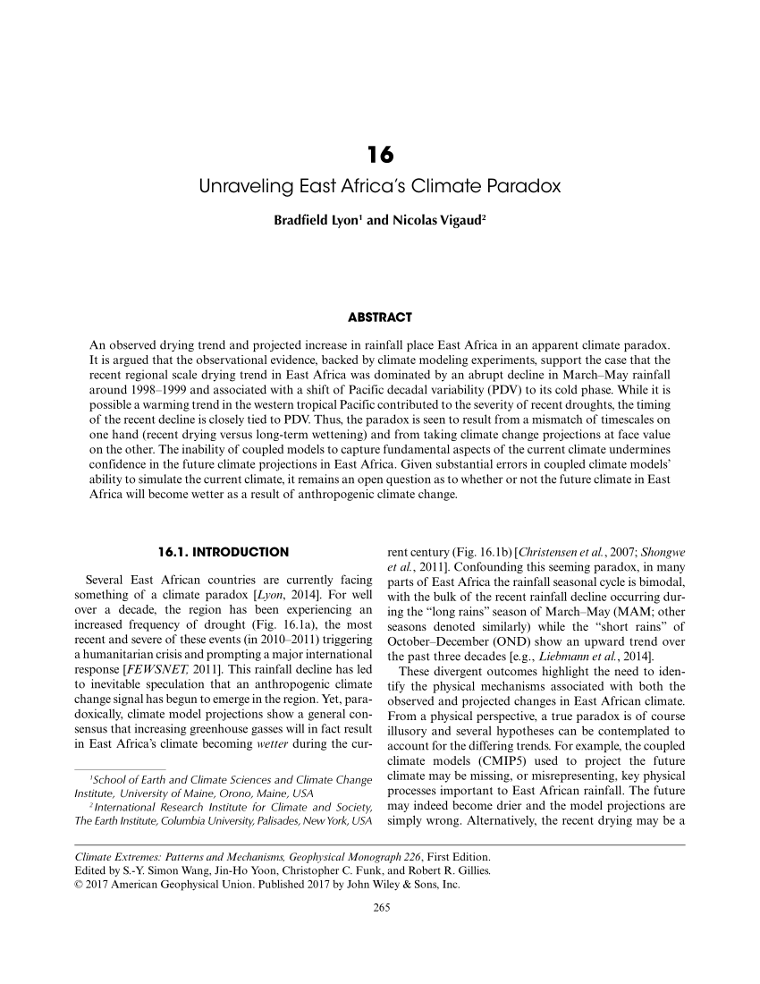 Pdf Unraveling East Africa S Climate Paradox Patterns And Mechanisms