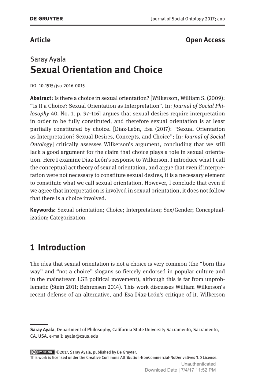 PDF) Sexual Orientation and Choice