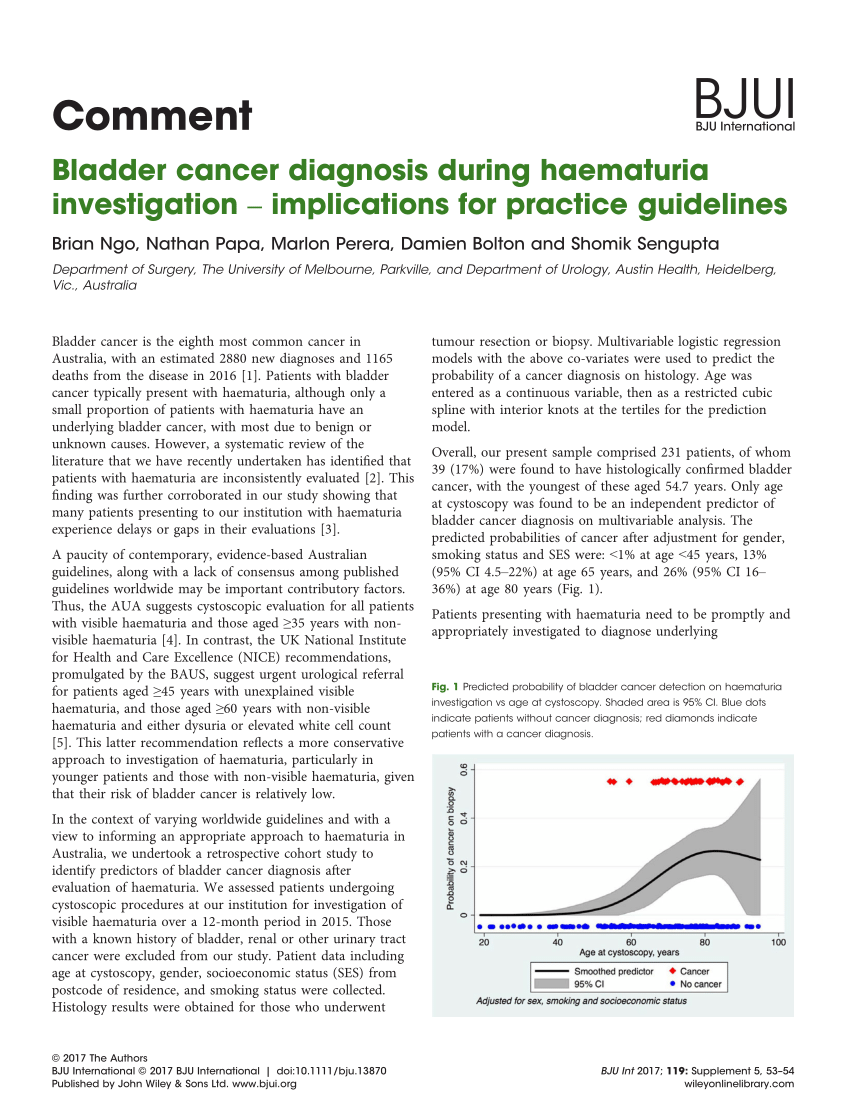 Pdf Bladder Cancer Diagnosis During Haematuria Investigation Implications For Practice 