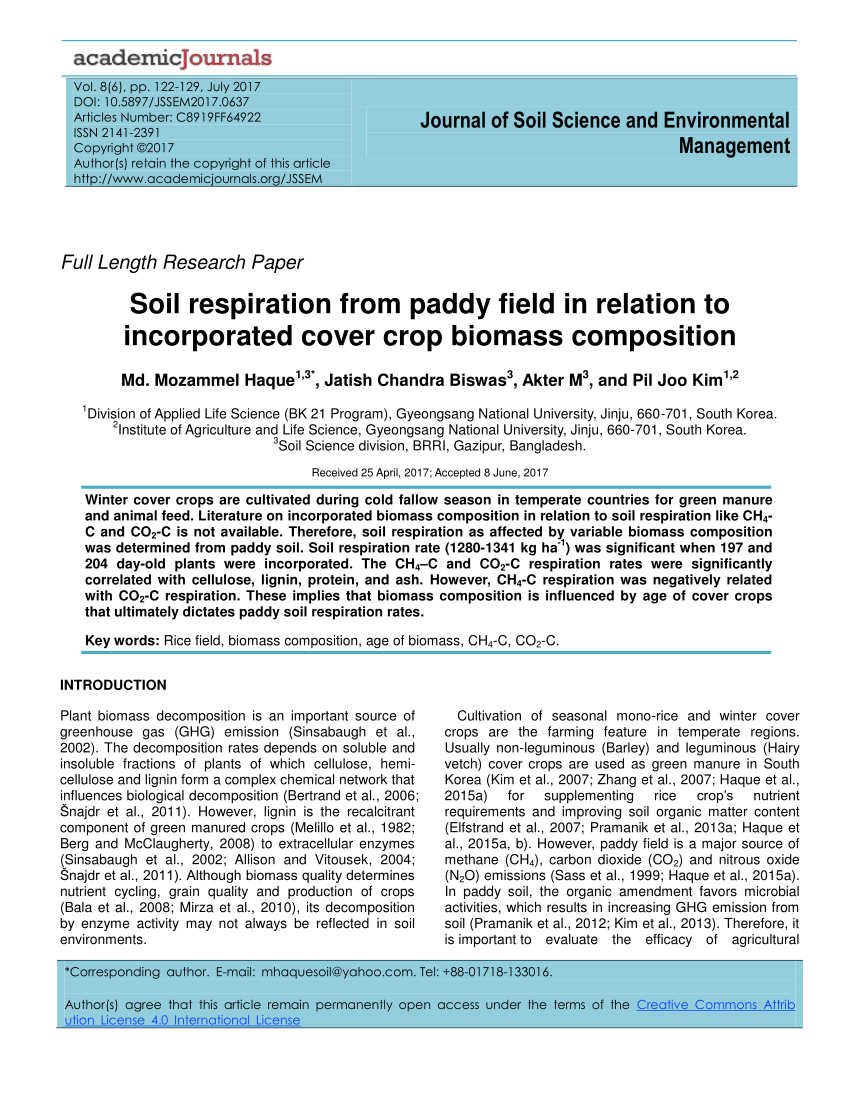 (PDF) Journal of Soil Science and Environmental Management Soil