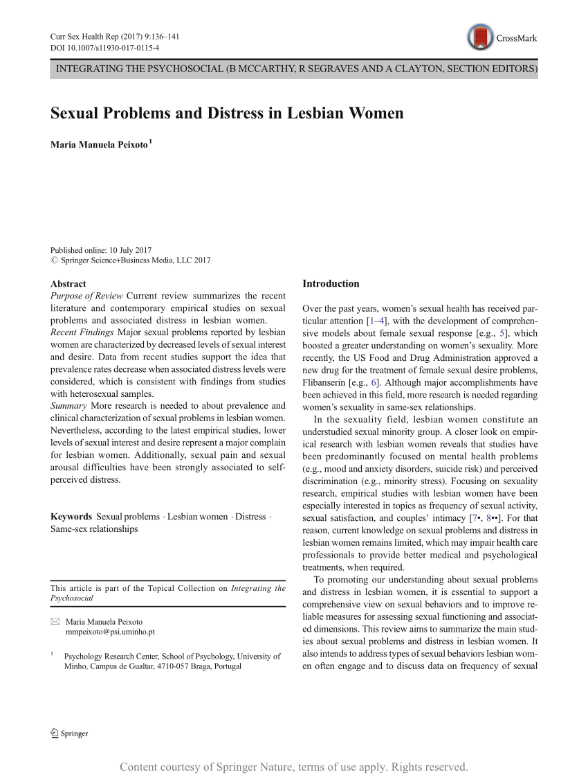 Sexual Problems and Distress in Lesbian Women