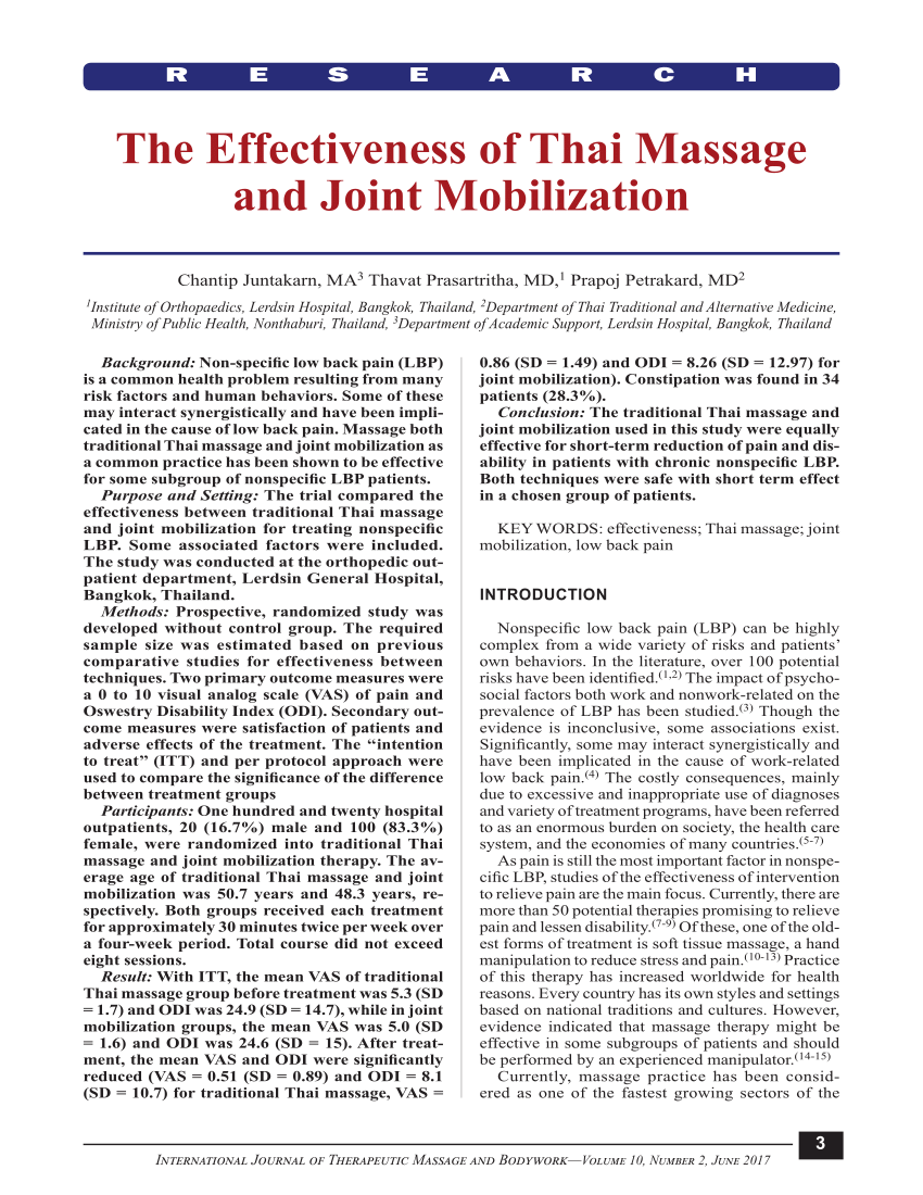 Massage & Joint Pain  Massage Therapy Journal