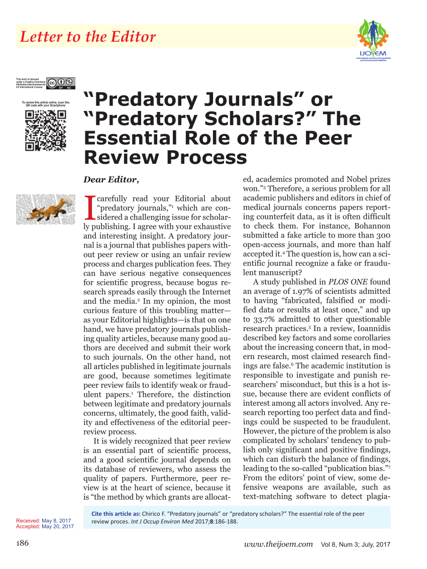 (PDF) “Predatory Journals” or “Predatory Scholars?” The Essential Role