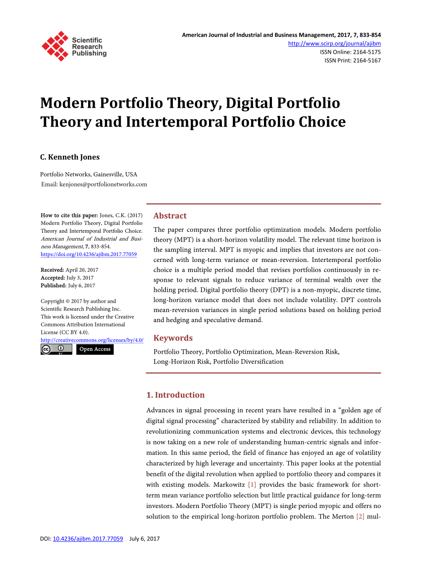 modern portfolio theory literature review