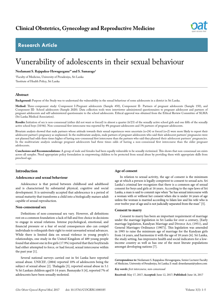 PDF Vunerability of adolescents in their sexual behaviour 