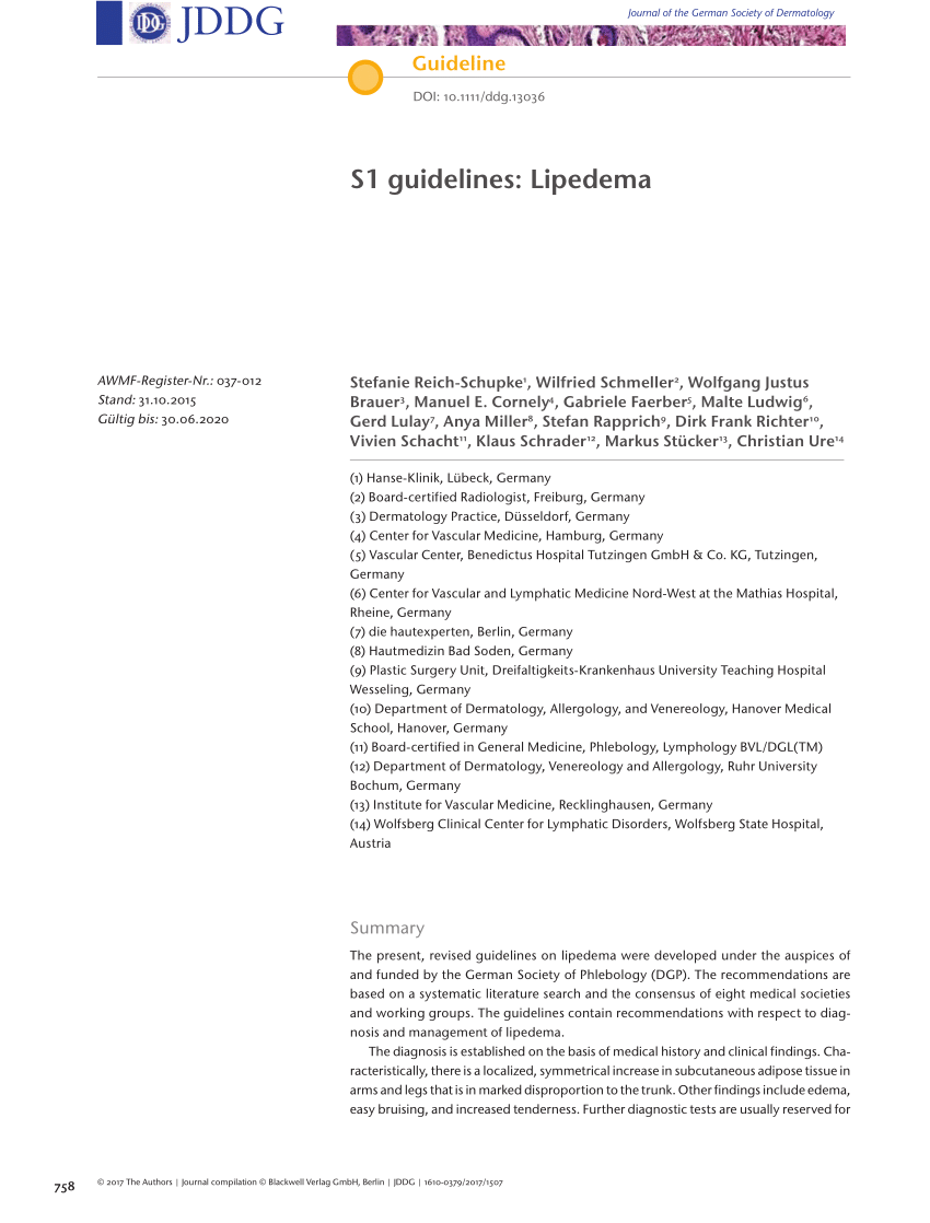 Lipedema S1 guidelines: PDF)