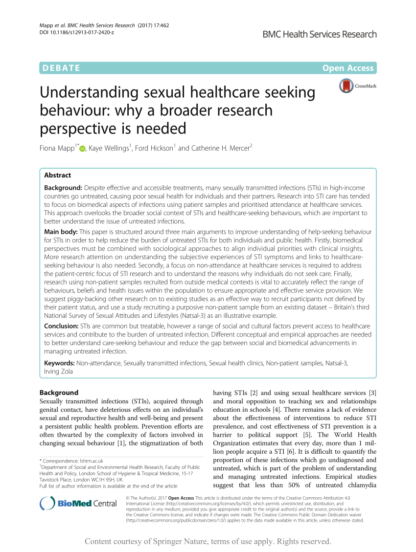 PDF Understanding sexual healthcare seeking behaviour Why a