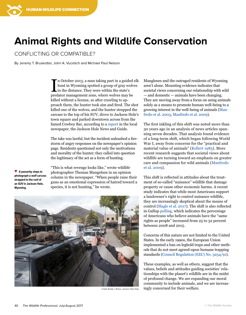 PDF) Animal Rights and Conservation: Conflicting or Compatible?