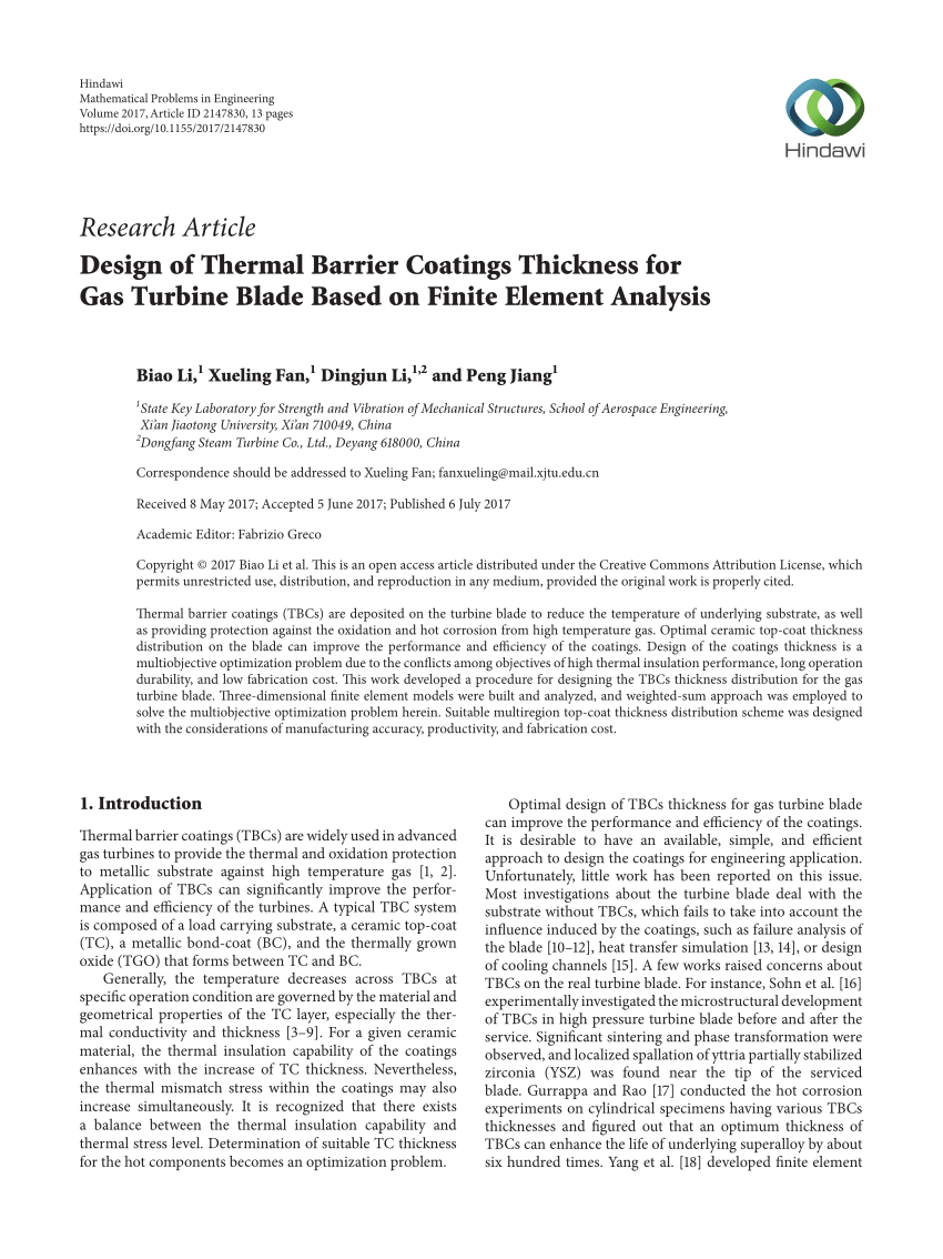 Pdf Tbcs For Gas Turbine Engine Applications