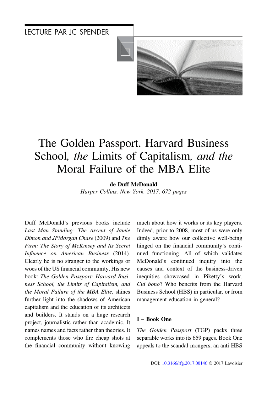 The Golden Passport Harvard Business School the Limits of Capitalism
and the Moral Failure of the MBA Elite Epub-Ebook