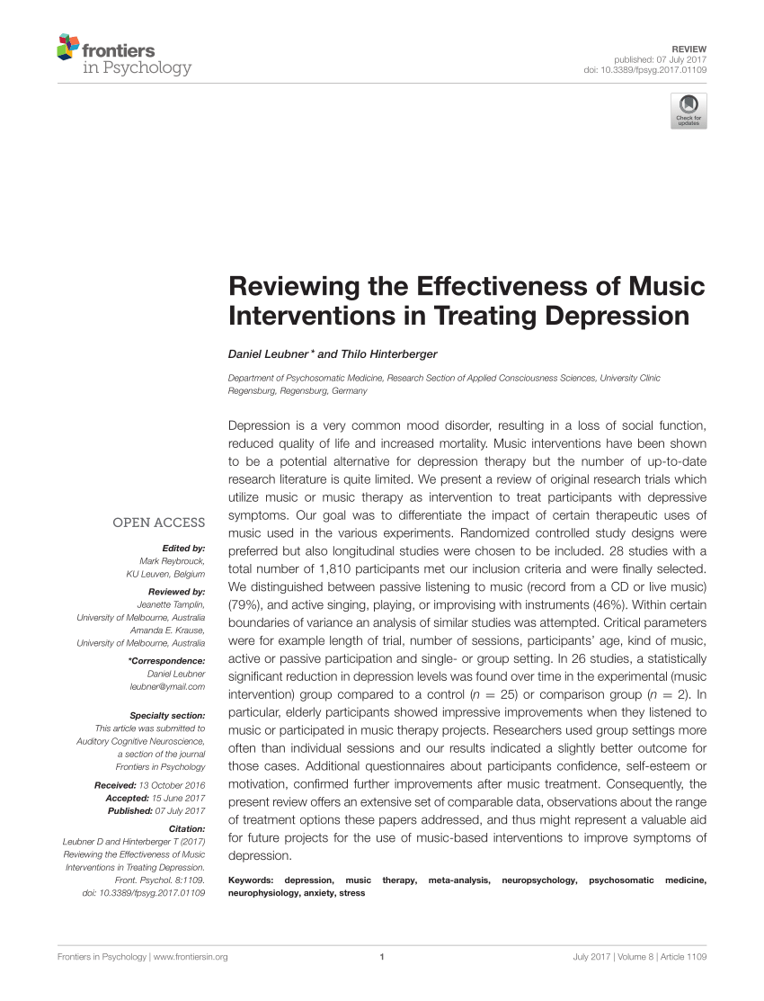 music therapy depression case study