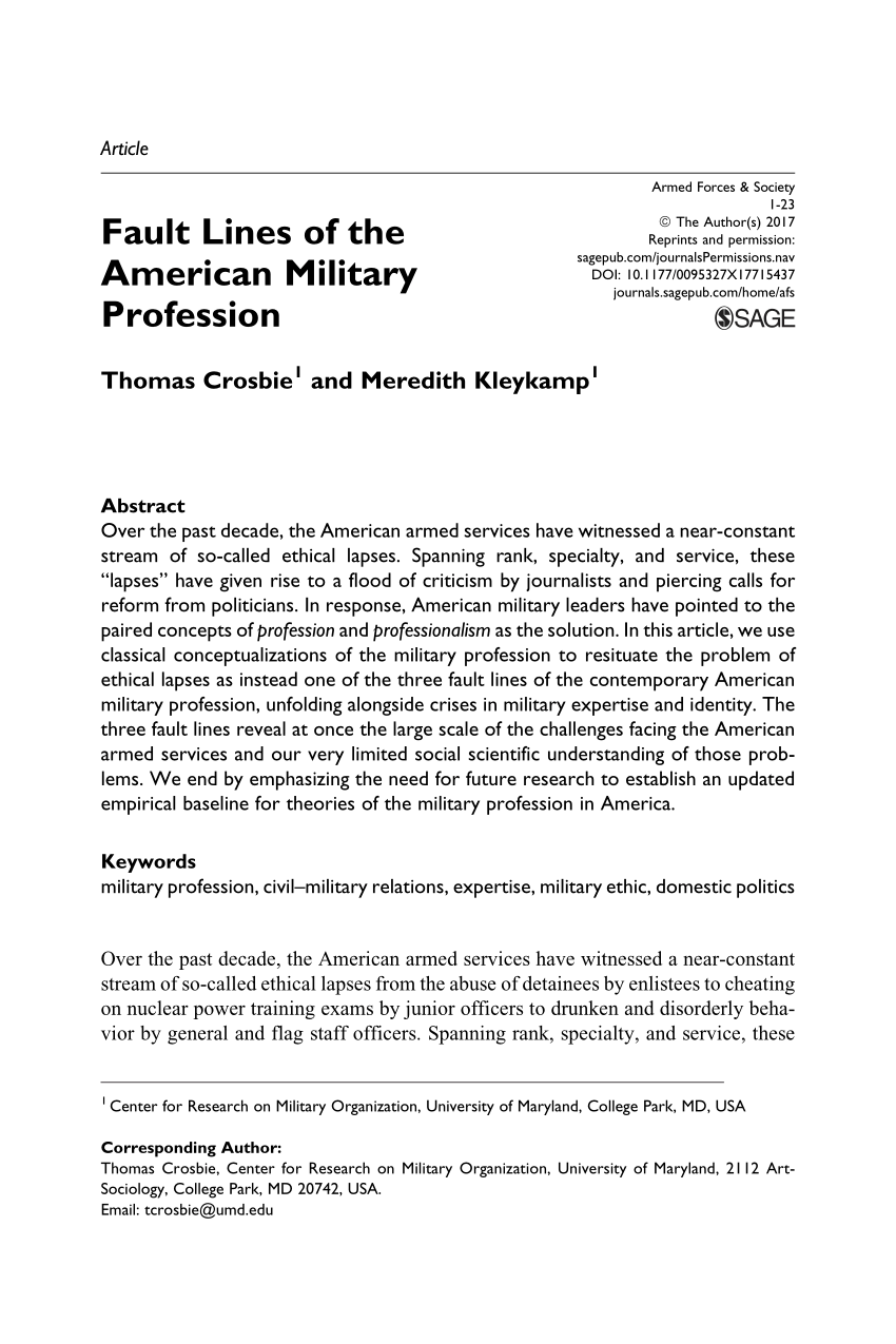 PDF) Fault Lines of the American Military Profession