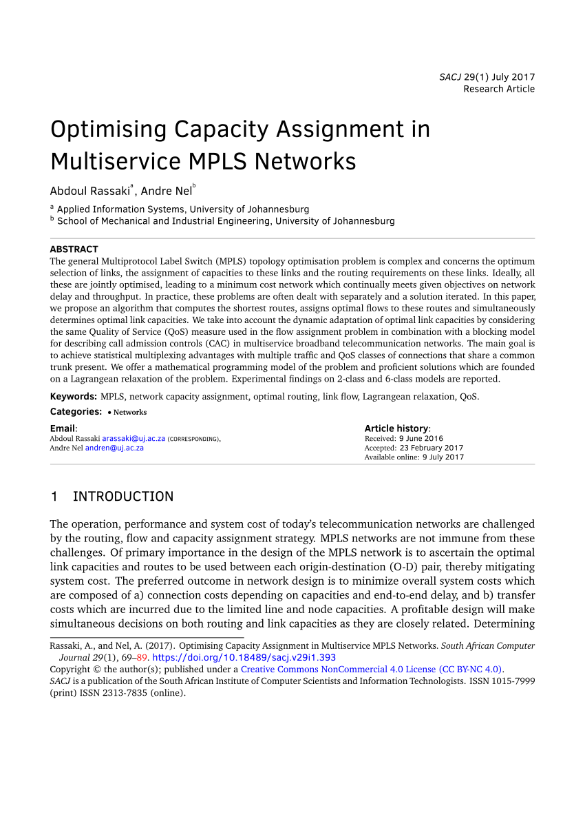 networks capacity assignment