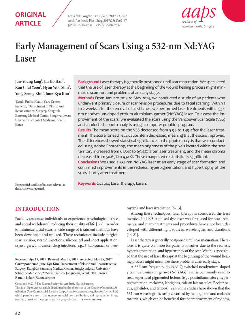 PDF) Early Management of Scars Using a 532-nm Nd:YAG Laser