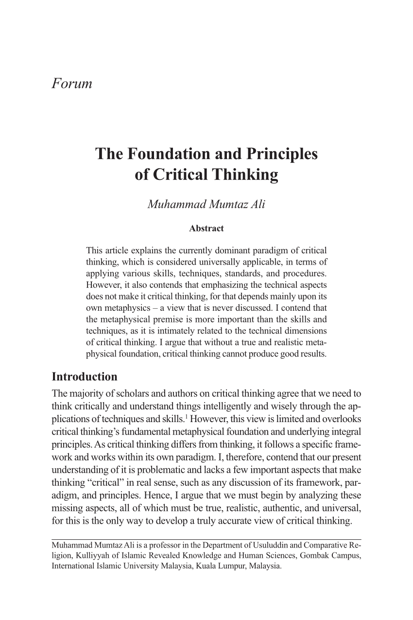 critical thinking references pdf