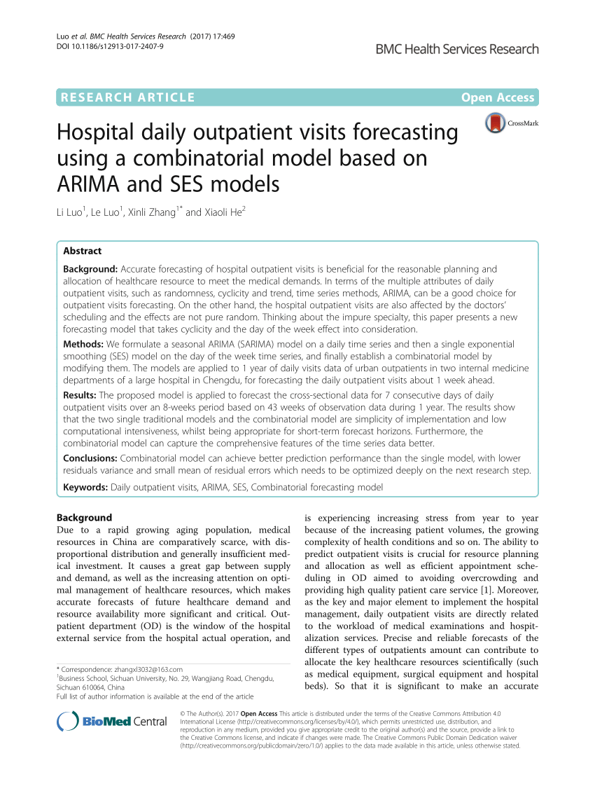 outpatient visits forecasting in hospitals