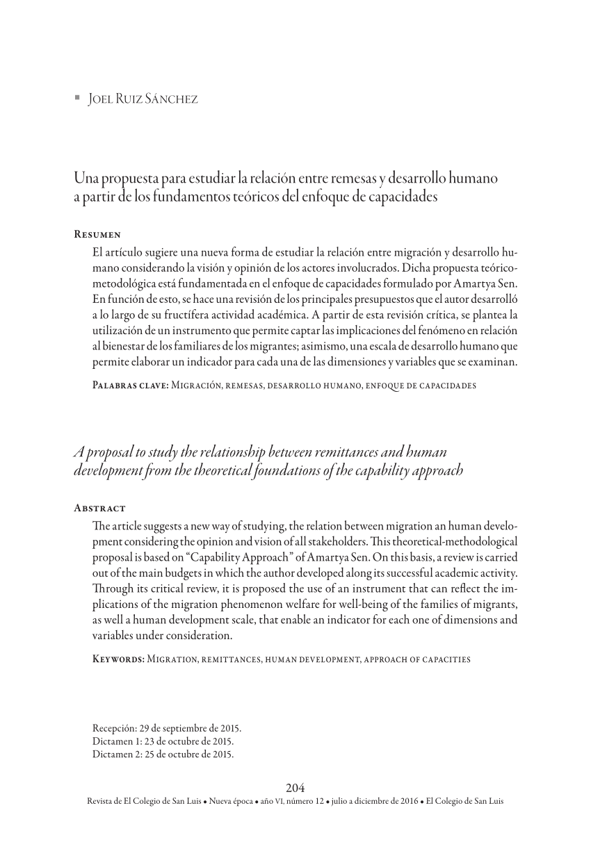 (PDF) Una propuesta para estudiar la relación entre remesas y ...