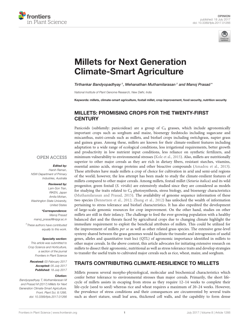 research paper of millets