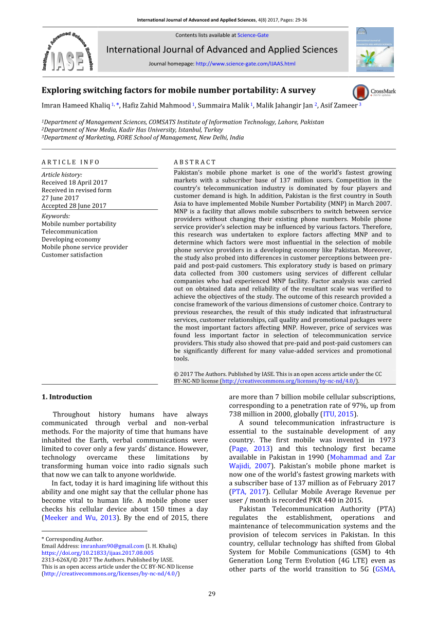 Pdf Exploring Switching Factors For Mobile Number - 