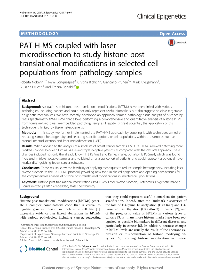 (PDF) PAT-H-MS coupled with laser microdissection to study histone ...
