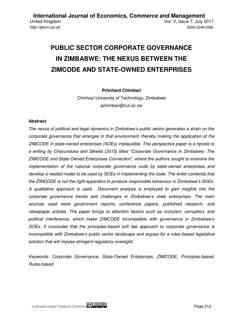 corporate governance dissertation in zimbabwe