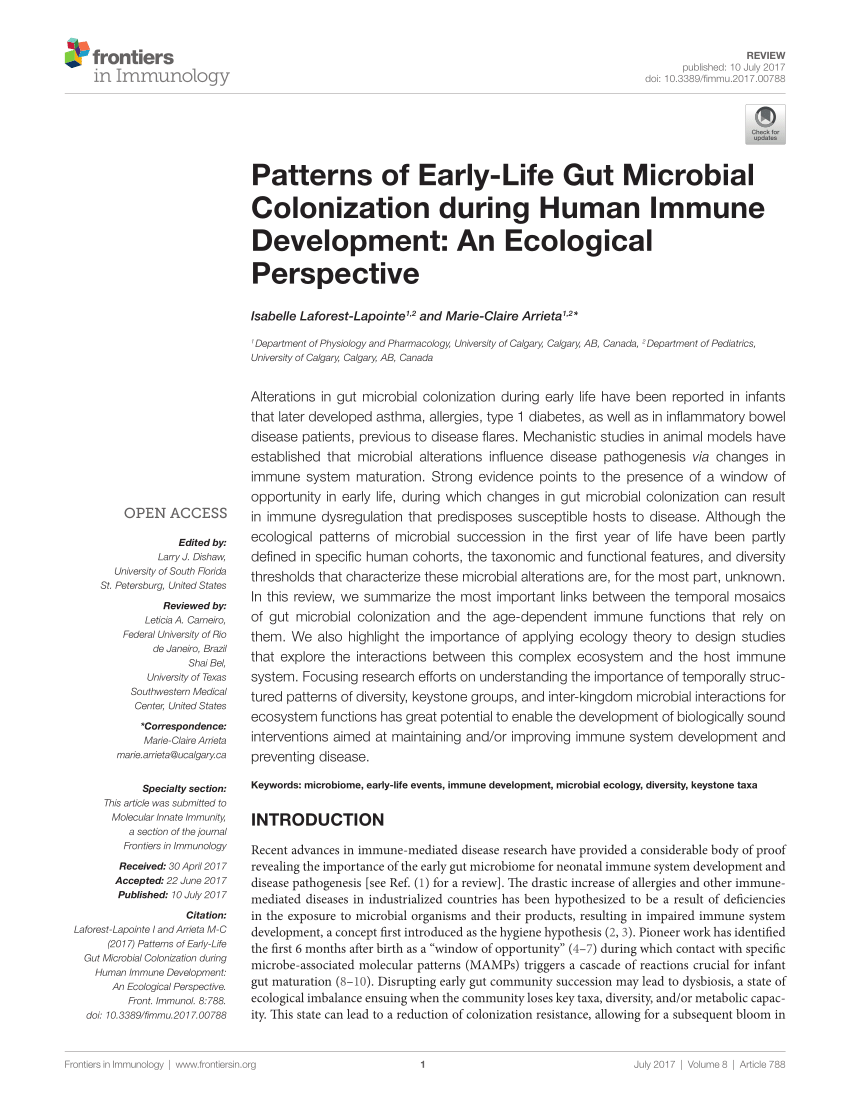 (PDF) Patterns of Early-Life Gut Microbial Colonization during Human ...