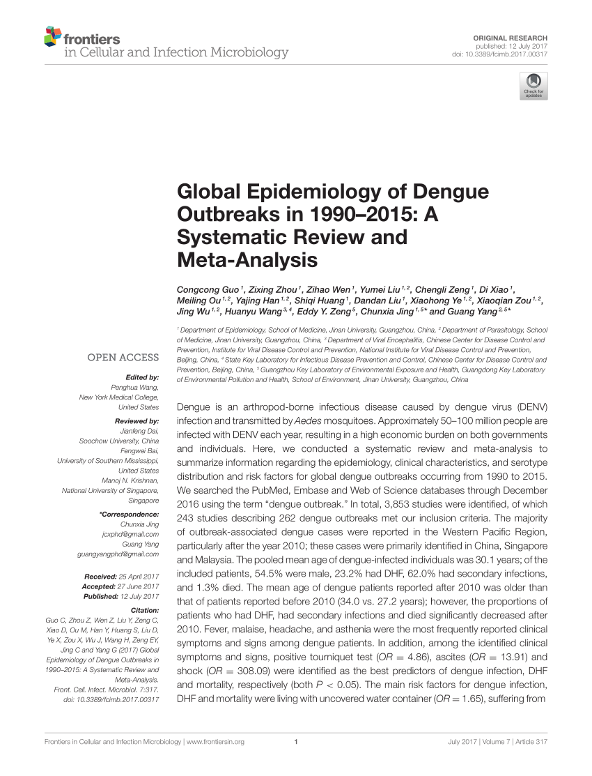 Pdf Global Epidemiology Of Dengue Outbreaks In 19902015 A Systematic Review And Meta Analysis 1011