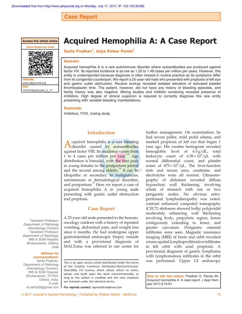 hemophilia case study report